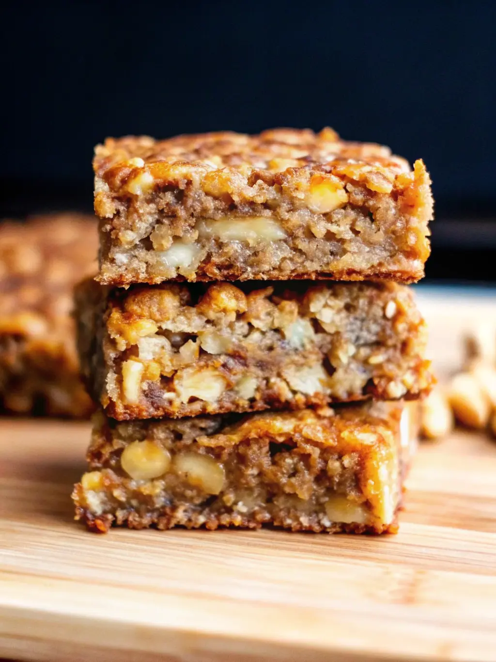 Ingredients laid out on a marble countertop: ripe bananas, a bowl of rolled oats, a bowl of brown sugar, and a stick of butter, all in minimalist white ceramic bowls. Fresh herbs visible subtly in the background. Natural morning light from an east window, soft shadows, warm tones. No hands or people. (3:4 ratio)