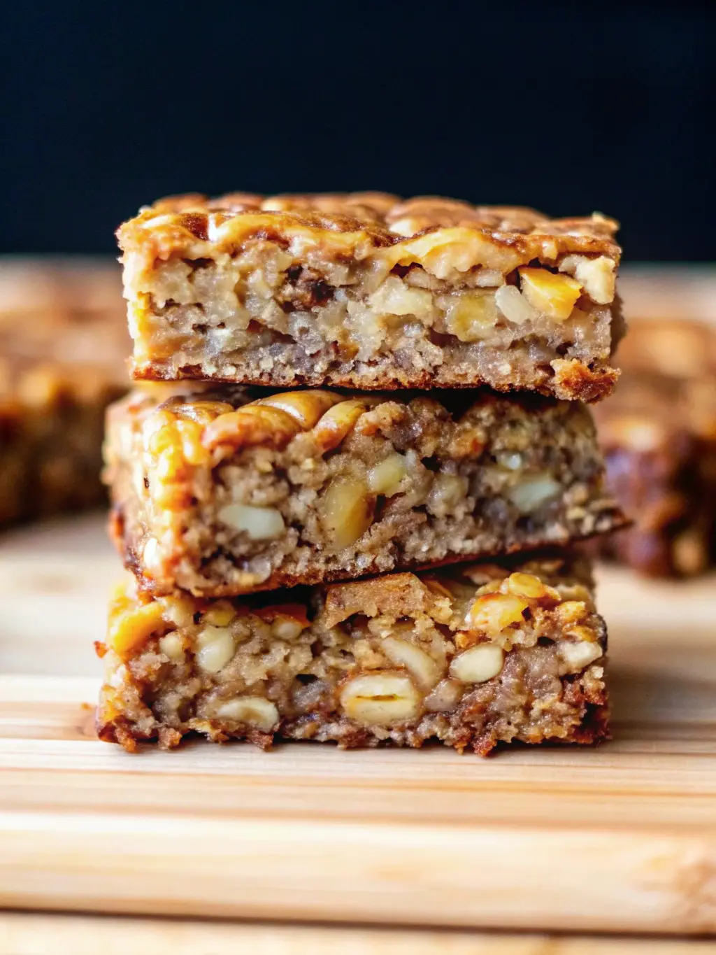 A rustic wooden cutting board with a baking pan filled with the banana oatmeal bar batter, spread evenly and ready for the oven. A spatula rests beside the pan. Shot on a marble countertop under natural morning light from an east window, soft shadows, warm tones. No hands or people. (3:4 ratio)