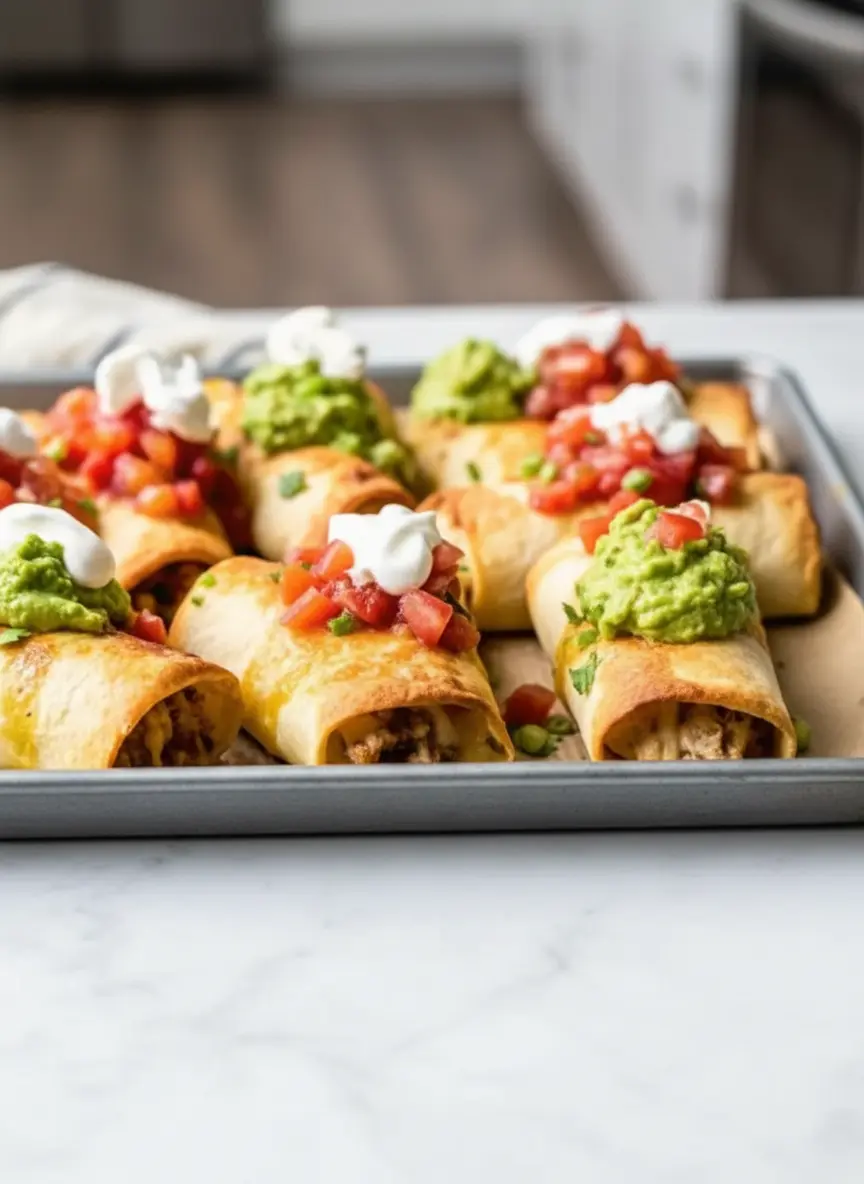A 3:4 vertical shot capturing the process. A single flour tortilla lies flat on the signature wooden cutting board. A scoop of the thick chicken and cheese filling is placed in the center. The background shows the marble counter and a glimpse of fresh herbs. The lighting is warm and inviting, emphasizing the home-cooking atmosphere.