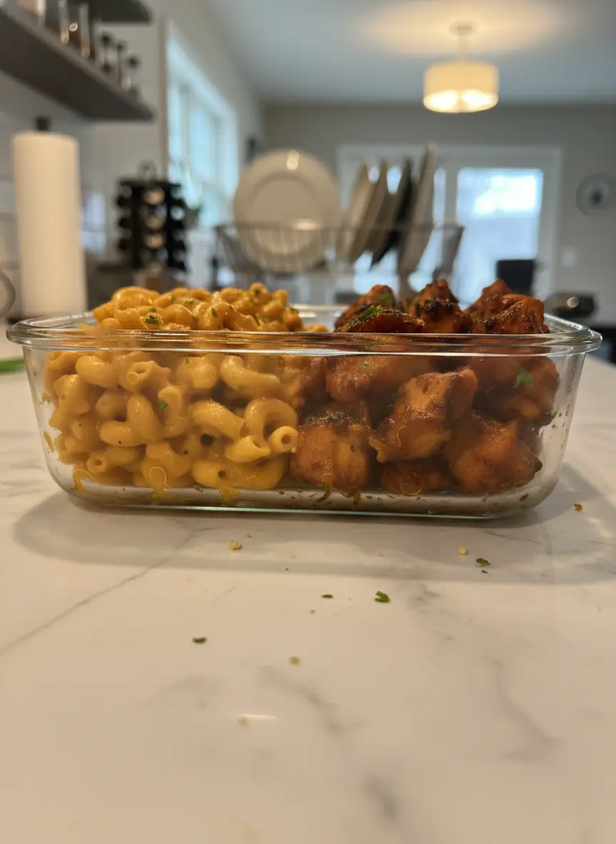 A stainless steel skillet on a burner containing cubed chicken breast sizzling in a bubbling, amber-colored honey garlic butter sauce. The sauce is glossy and coating the chicken. No hands or people visible, just the cooking process in a warm, inviting kitchen atmosphere.