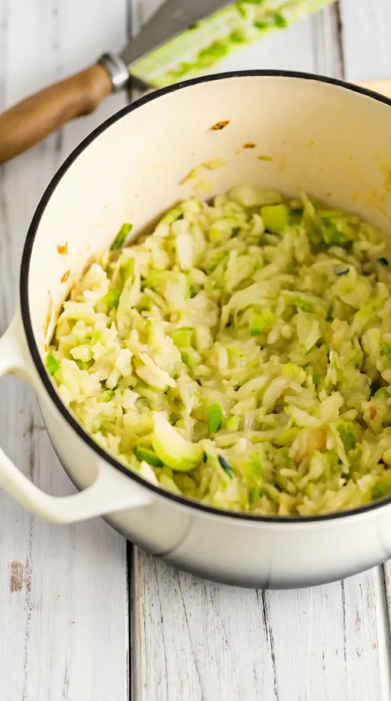A 3:4 serving of Irish Potatoes And Cabbage in a minimalist white ceramic bowl, showcasing its inviting creamy texture and light green hues, with a small pat of butter melting in the center and a delicate sprinkle of fresh chives on top. The bowl is positioned on a subtle wooden accent, with soft shadows from natural morning light, creating a clean and tidy presentation.
