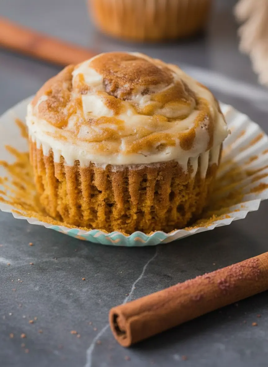 Close-up (3:4) of fresh ingredients for Pumpkin Cream Cheese Muffins: pumpkin puree, flour, sugar, spices, and cream cheese, arranged in minimalist white ceramic bowls on a wooden cutting board against a white marble countertop with soft morning light, showcasing a tidy presentation.
