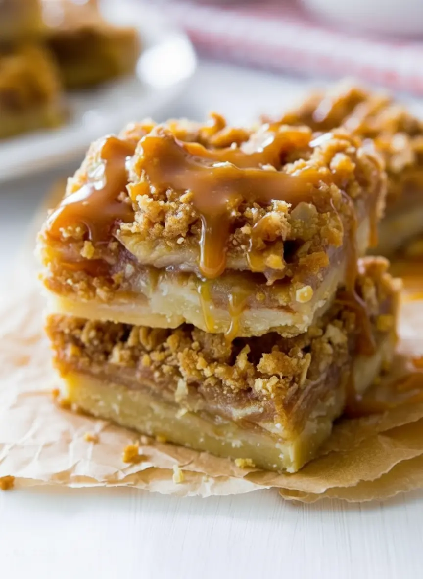 A close-up of a rustic wooden cutting board holding a small mound of diced apples seasoned with cinnamon and nutmeg, next to a bowl of flour, oats, and brown sugar for the streusel topping, and a block of butter. The scene is bathed in natural morning light on a marble countertop with soft shadows and warm tones. Fresh green herbs are visible in the soft-focus background. No hands or people. (3:4 ratio)