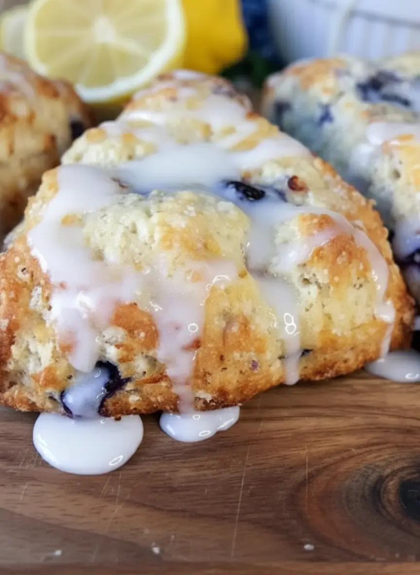 Close-up shot of key ingredients for Lemon Blueberry Scones with Yogurt: fresh blueberries, lemon zest, cold cubed butter, and a bowl of plain Greek yogurt, neatly arranged on a marble countertop with soft morning light. No hands or people. (3:4 ratio)