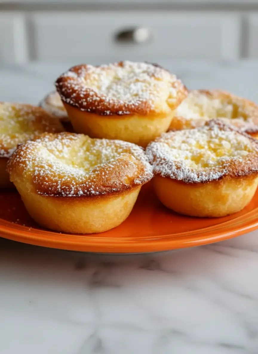 A standard muffin tin sitting on a marble countertop, filled with a freshly blended, pale yellow liquid custard batter. Beside the pan is a classic wooden cutting board. The background features a subtle hint of fresh green herbs, lit by soft, bright natural light pouring in from a side window.